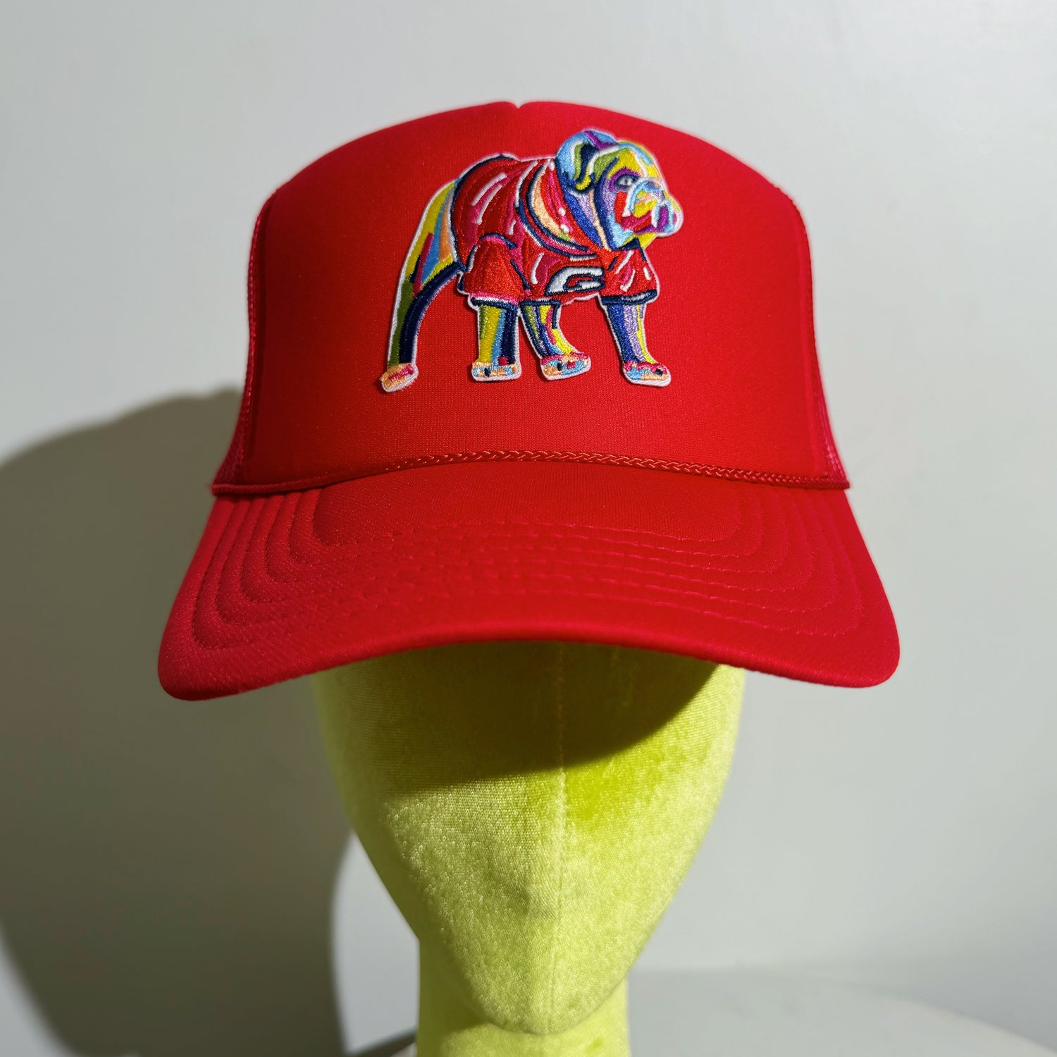Red Embroidered Patch Dawg Trucker Hat