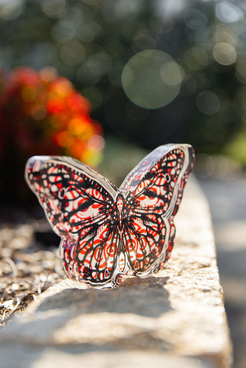 In Bloom: Red and Black Acrylic Butterfly