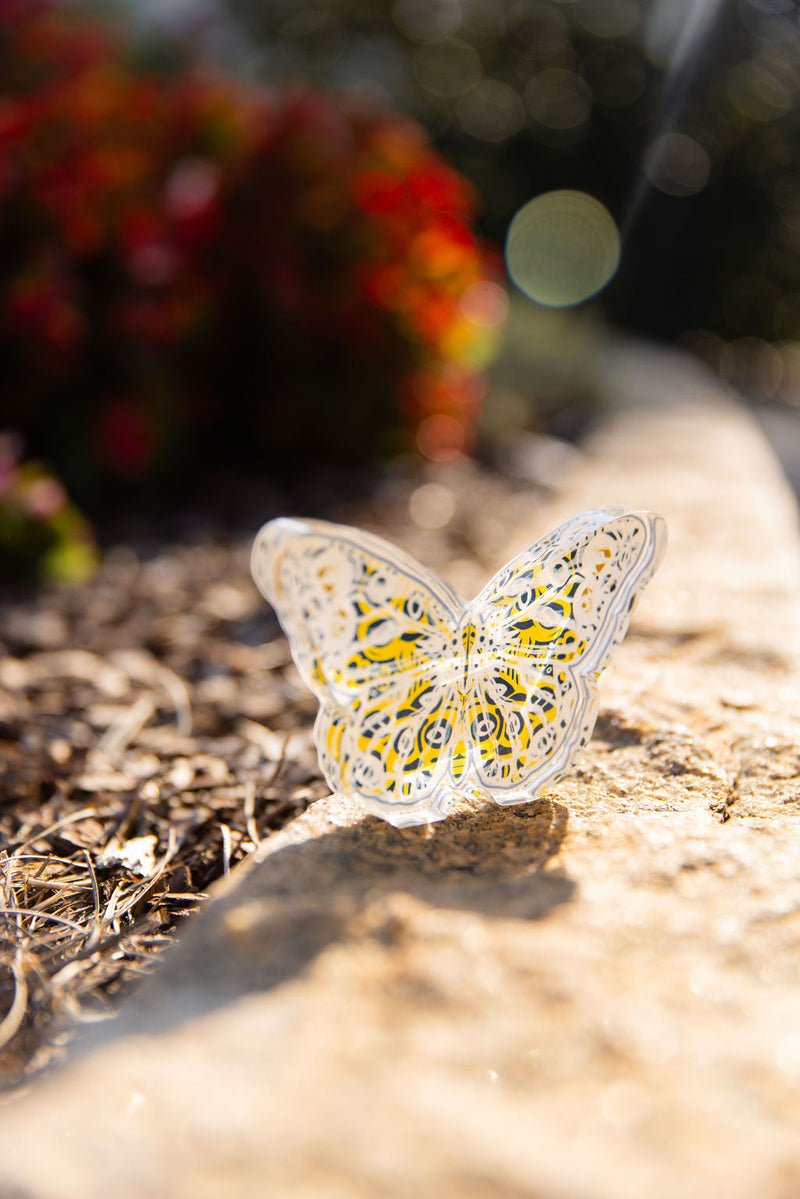 In Bloom: Navy and Yellow Acrylic Butterfly