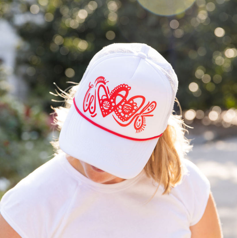 White WOOF Trucker Hat