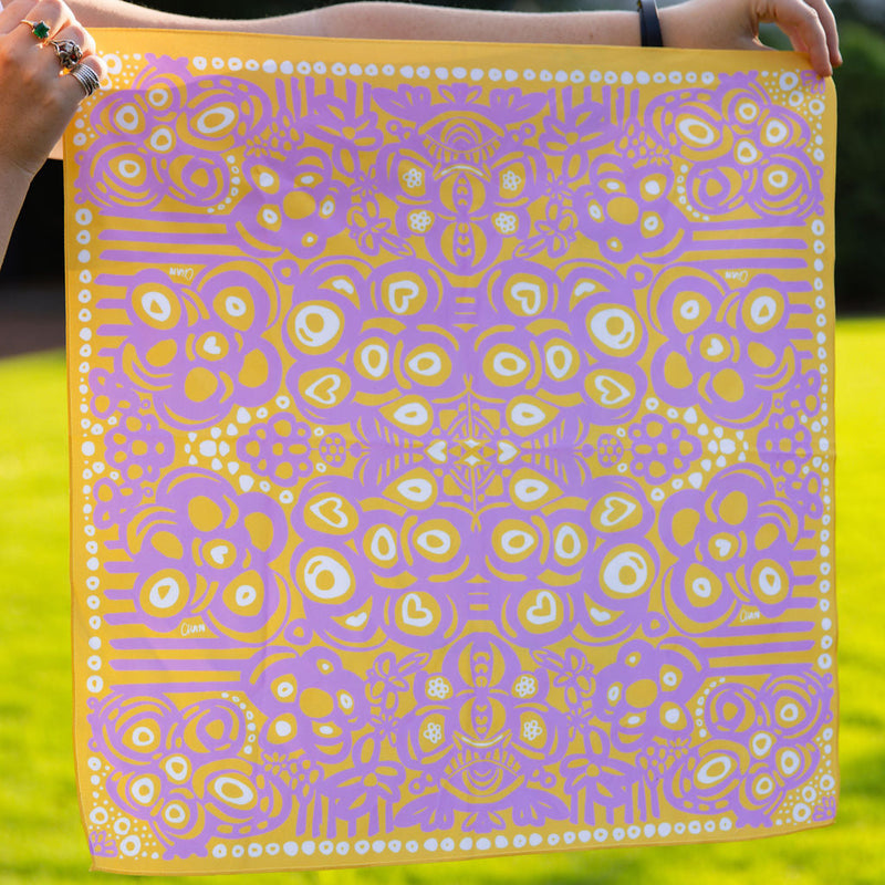 Light Gold and Purple Football Floral Chandana