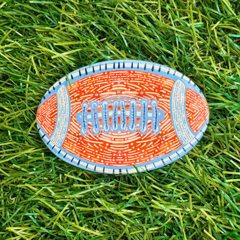 Orange and Blue Football Button