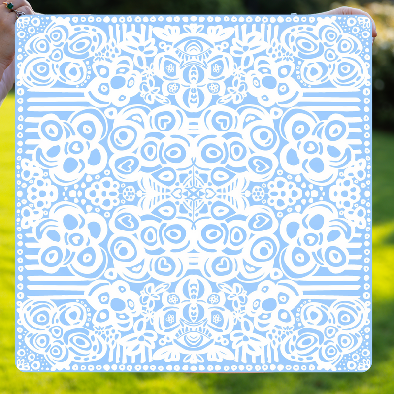 Light Blue Football Floral Chandana