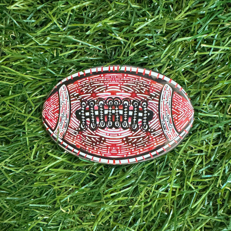 Maroon and White Football Button