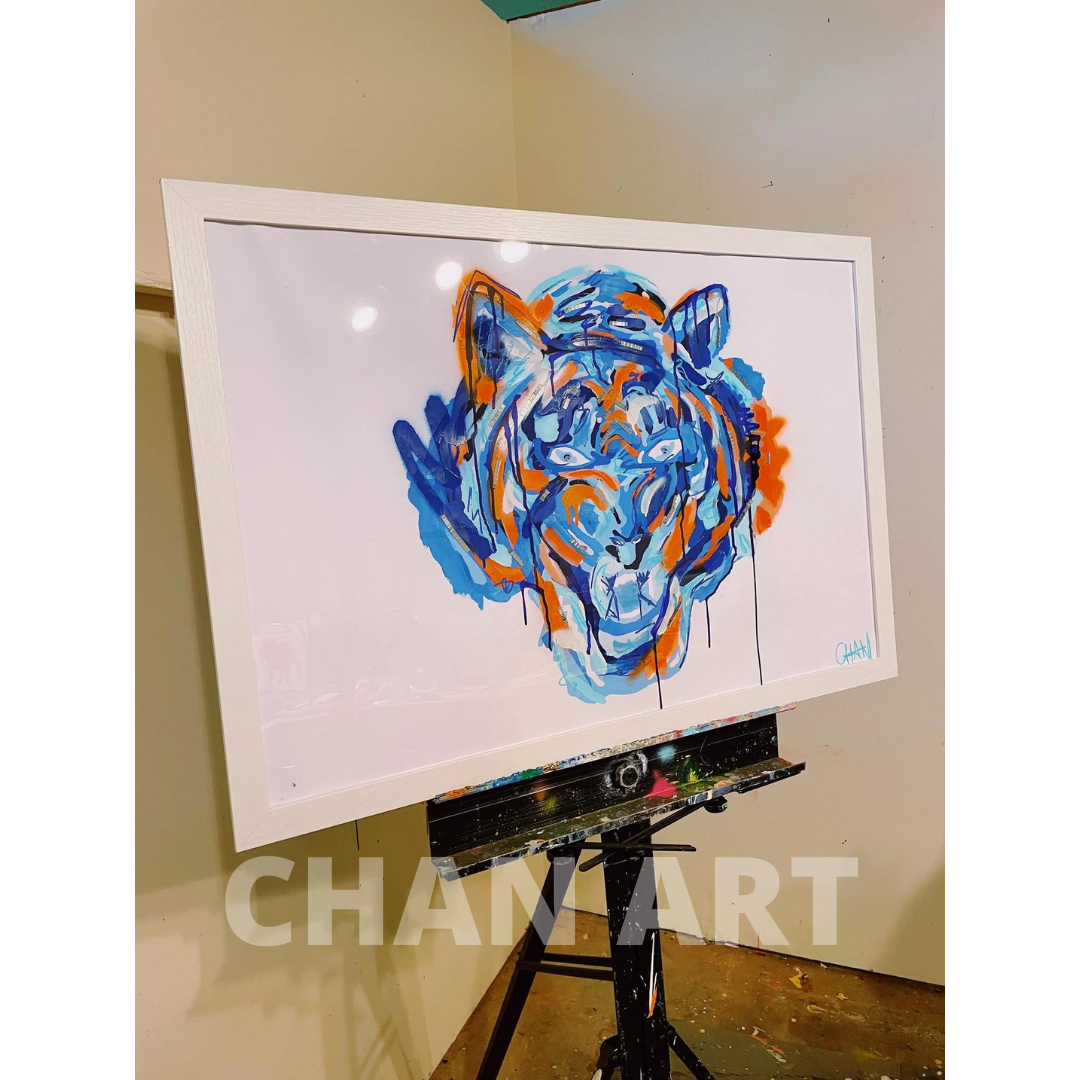 24"x 36" Embellished Tiger 3/3
