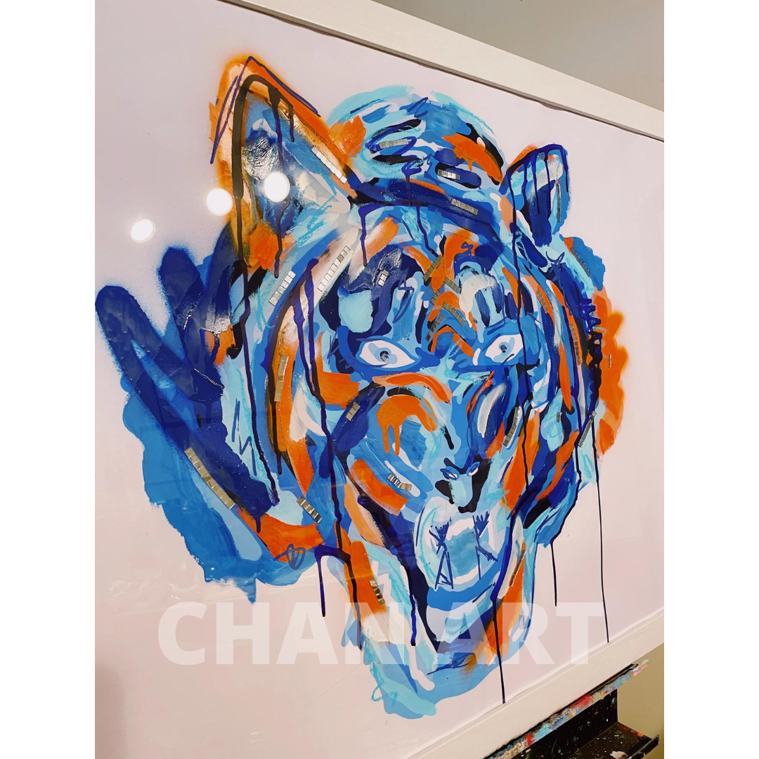 24"x 36" Embellished Tiger 3/3