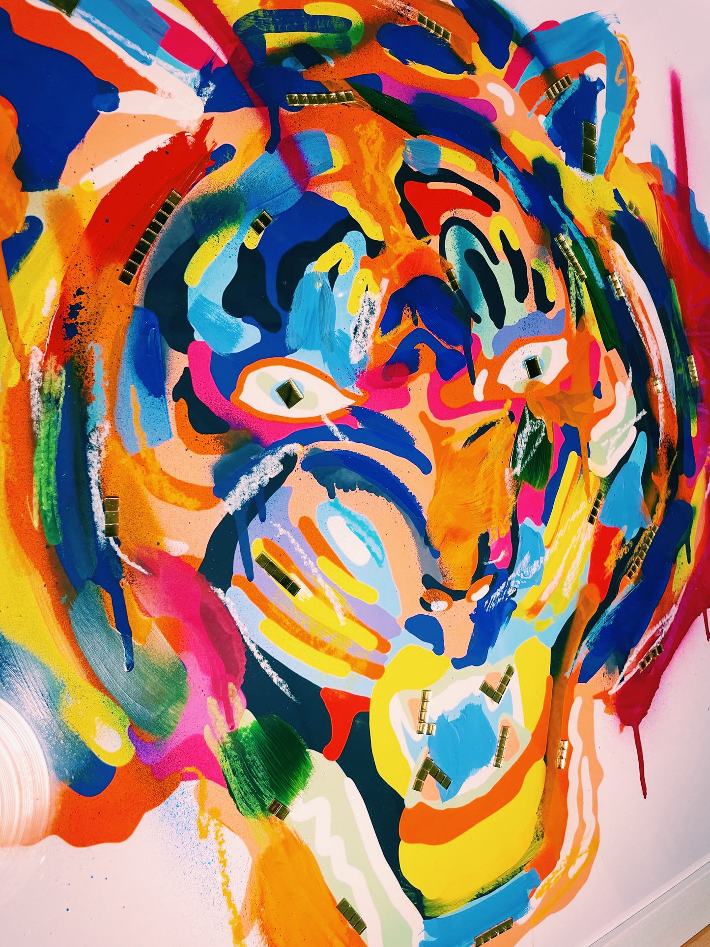 Custom 24"x36" Framed Embellished Classic Tiger #3