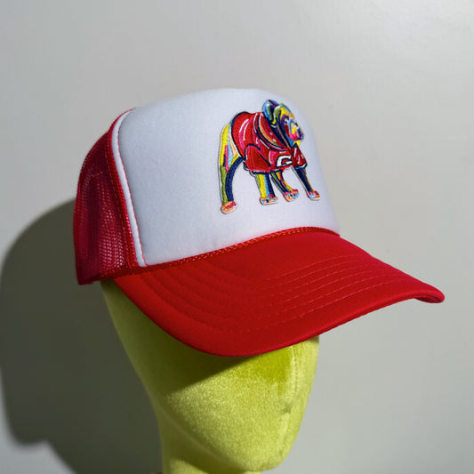 Red Embroidered Patch Dawg Trucker Hat