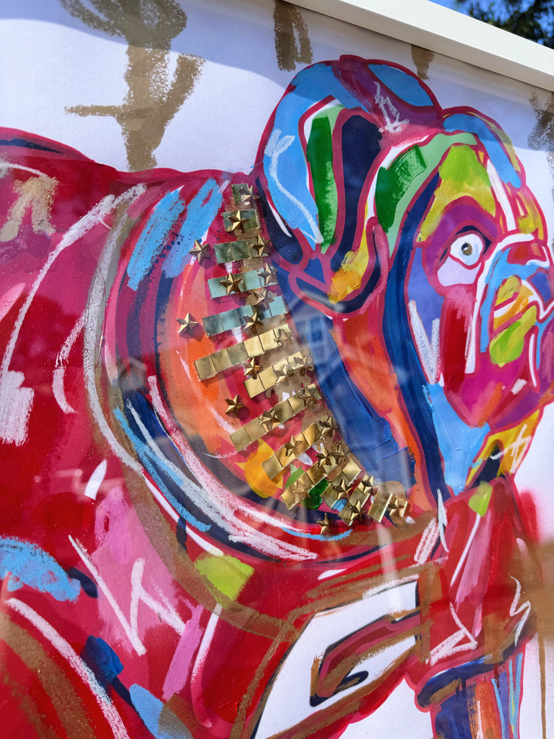 24"x36" Framed Embellished Dawg II