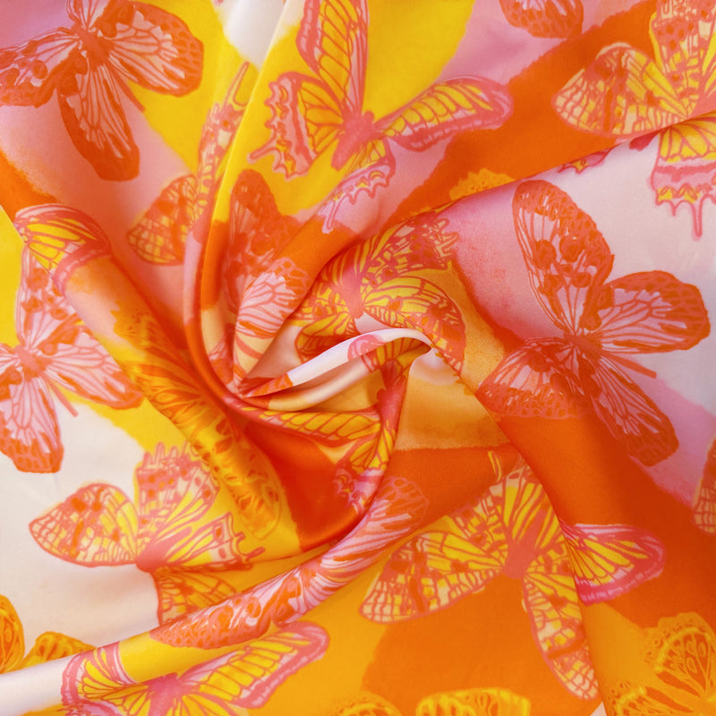 Large Orange Butterfly Dot Silk Chandana