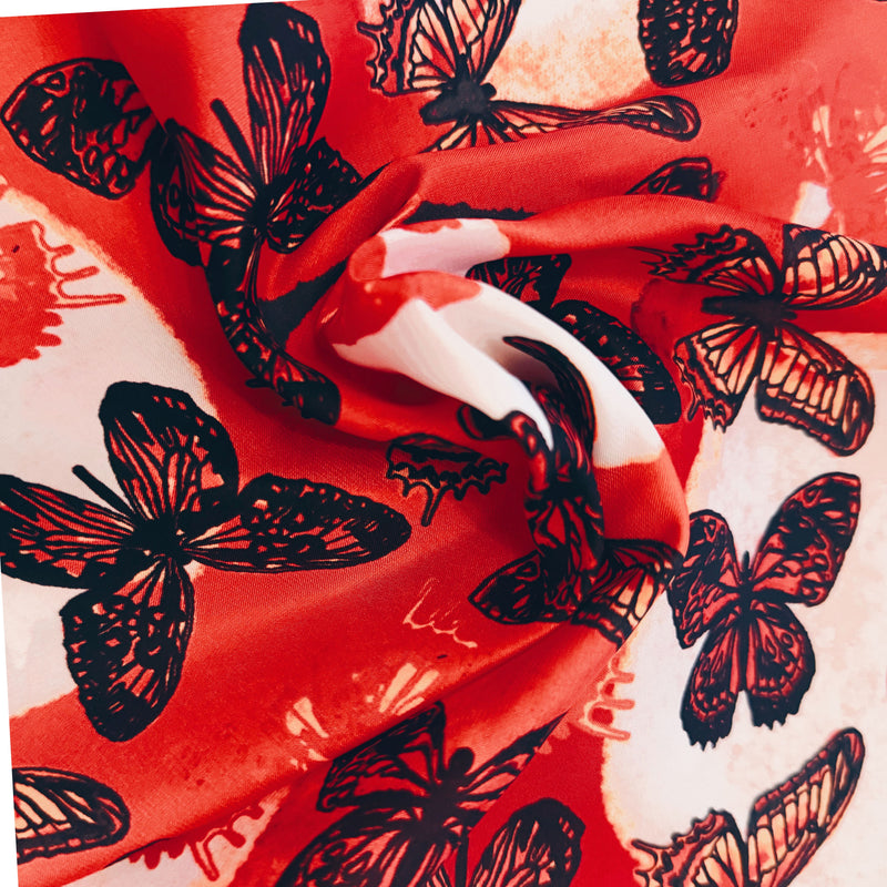 Red and Black Butterfly Silk Chandana
