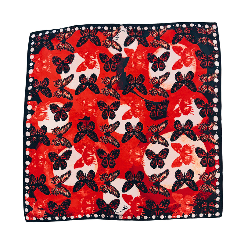 Red and Black Butterfly Silk Chandana