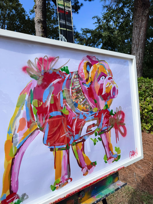 24"x36" Framed Embellished Dawg