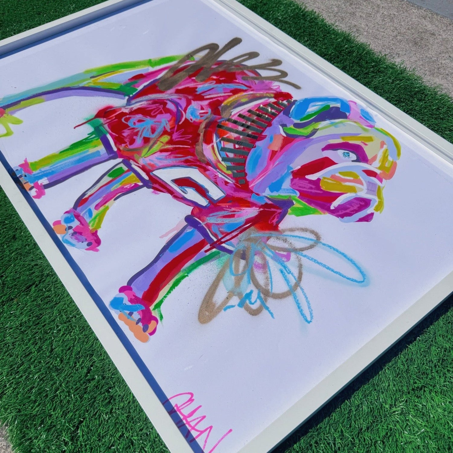 24"x36" Framed Embellished Dawg