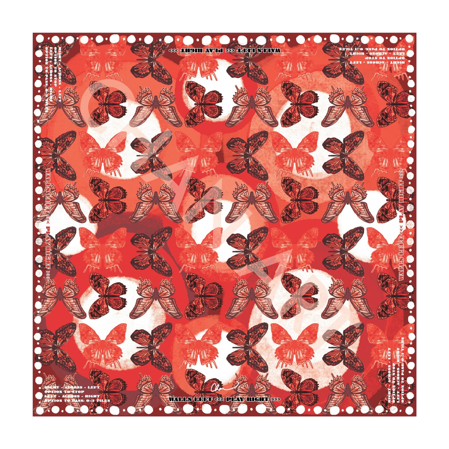 Red and Black Butterfly Dot Mahjong Mat Pre-Order