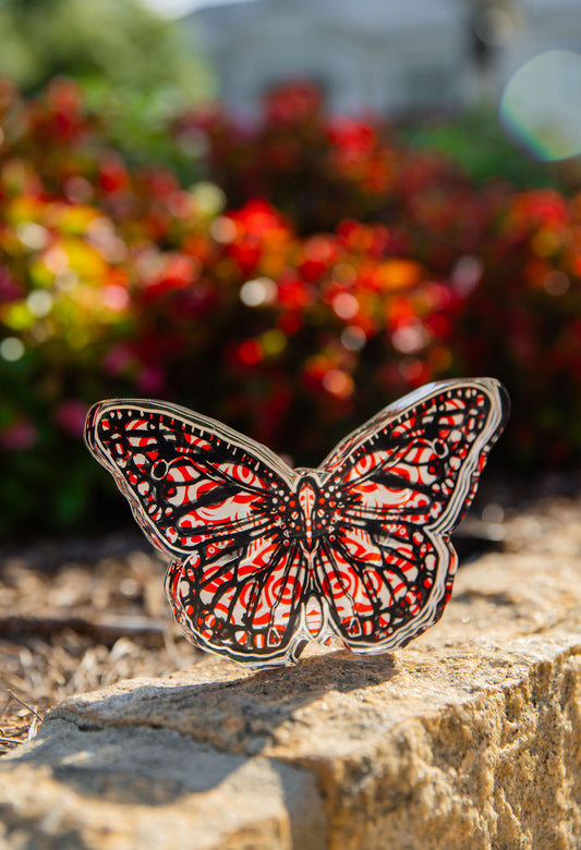 In Bloom: Red and Black Acrylic Butterfly