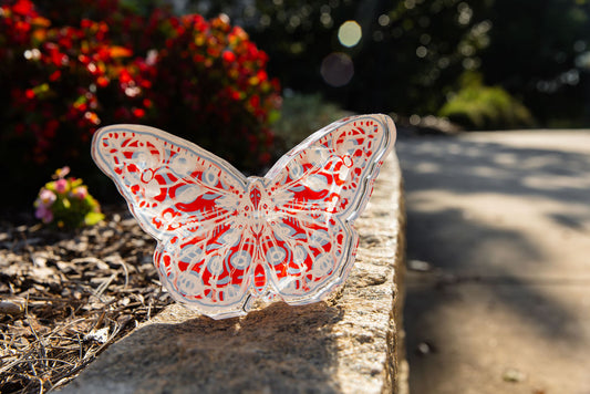 In Bloom: Red and Blue Acrylic Butterfly