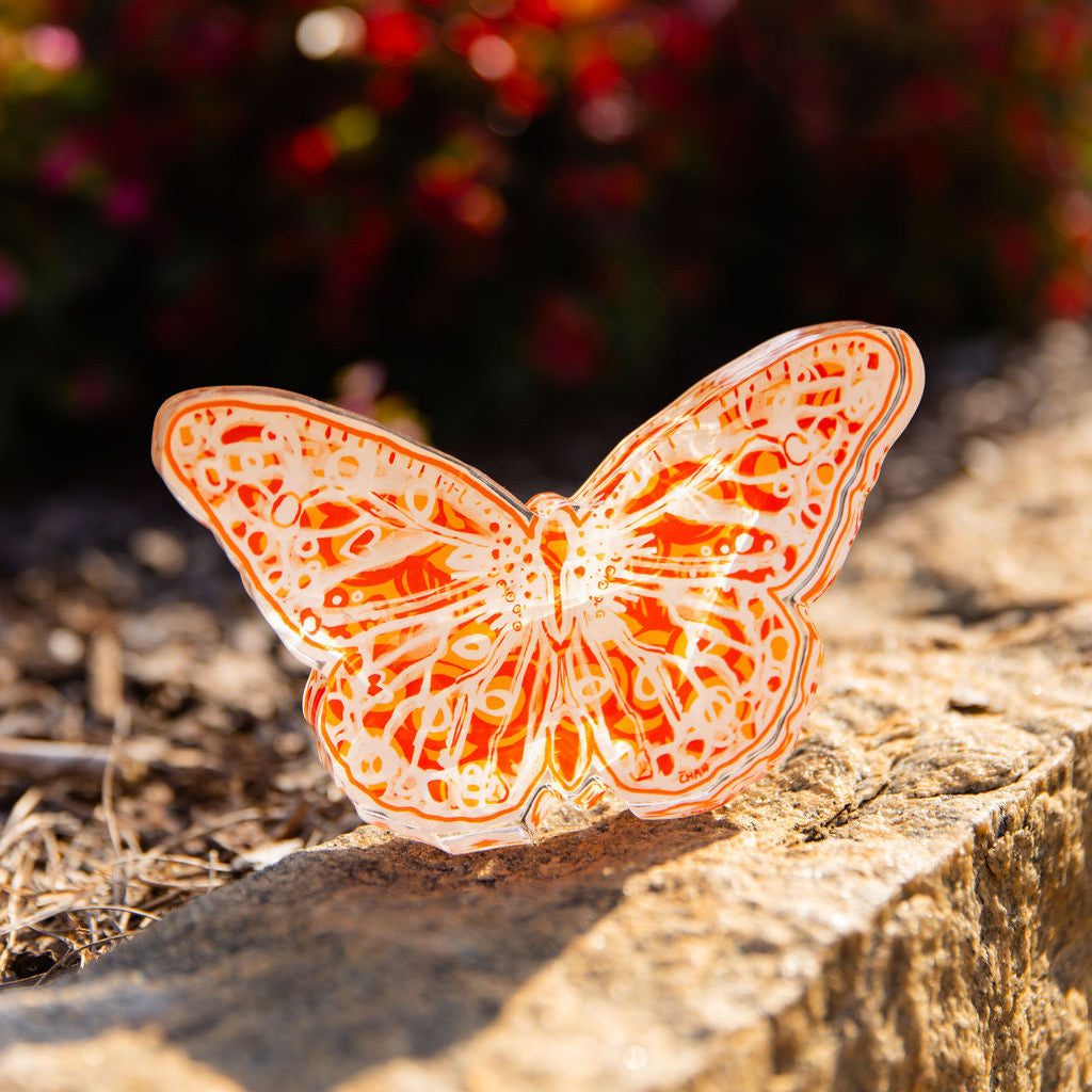 In Bloom: Orange Acrylic Butterfly