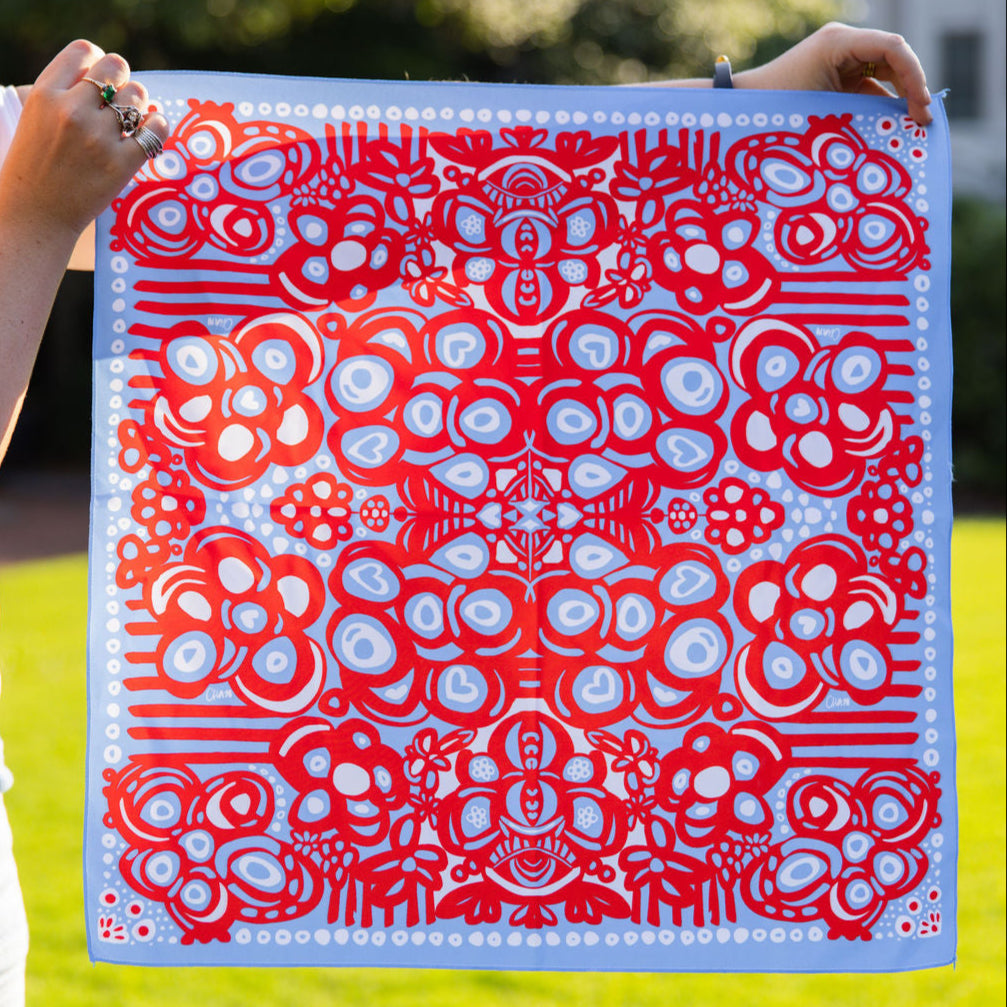 Red and Blue Football Floral Chandana