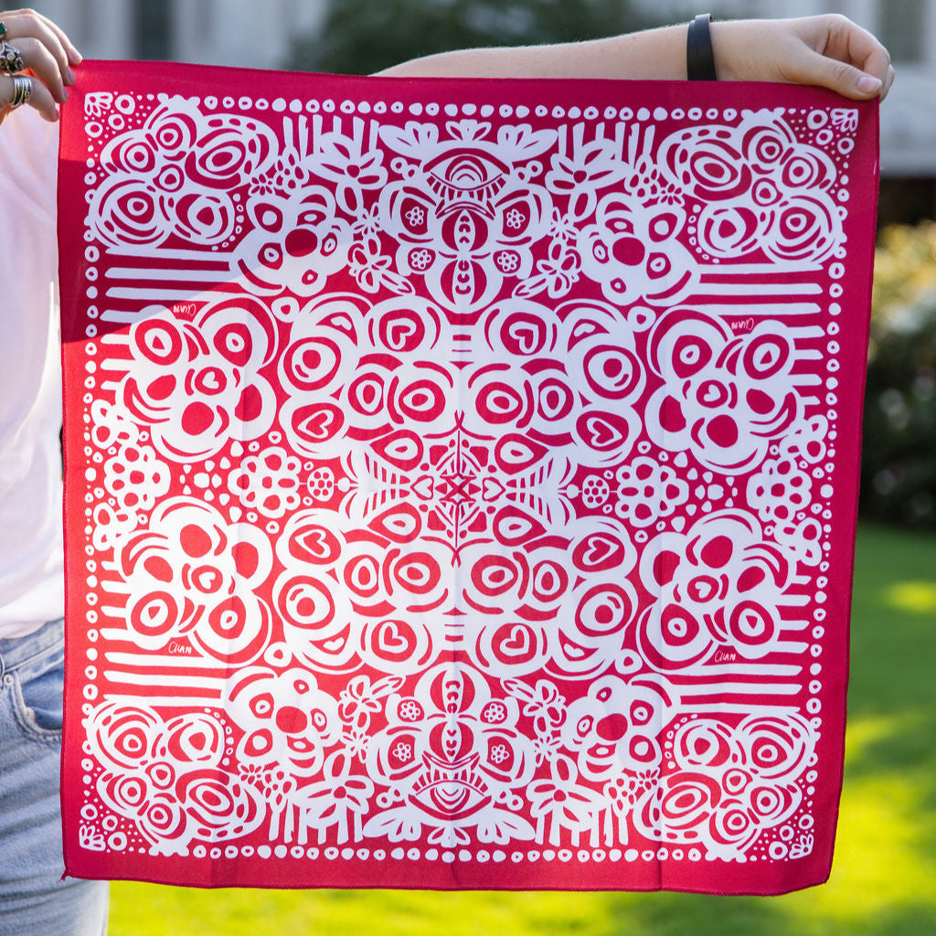 Deep Red Football Floral Chandana