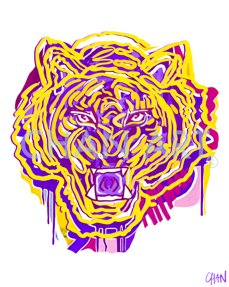 1860 Purple and Gold Tiger Print