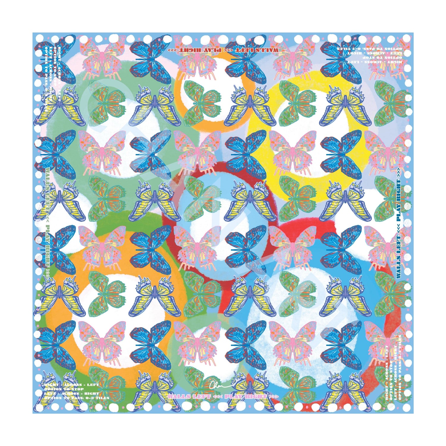 Blue Butterfly Dot Mahjong Mat Pre-Order
