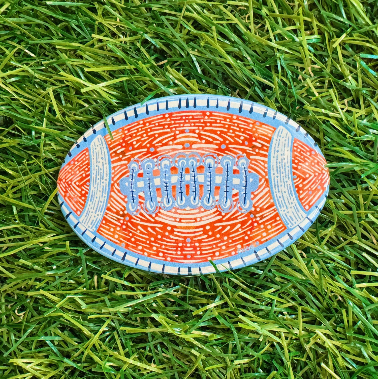 Orange and Blue Football Button