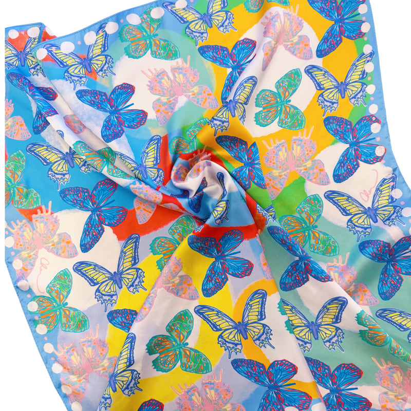 Large Blue Butterfly Dot Silk Chandana