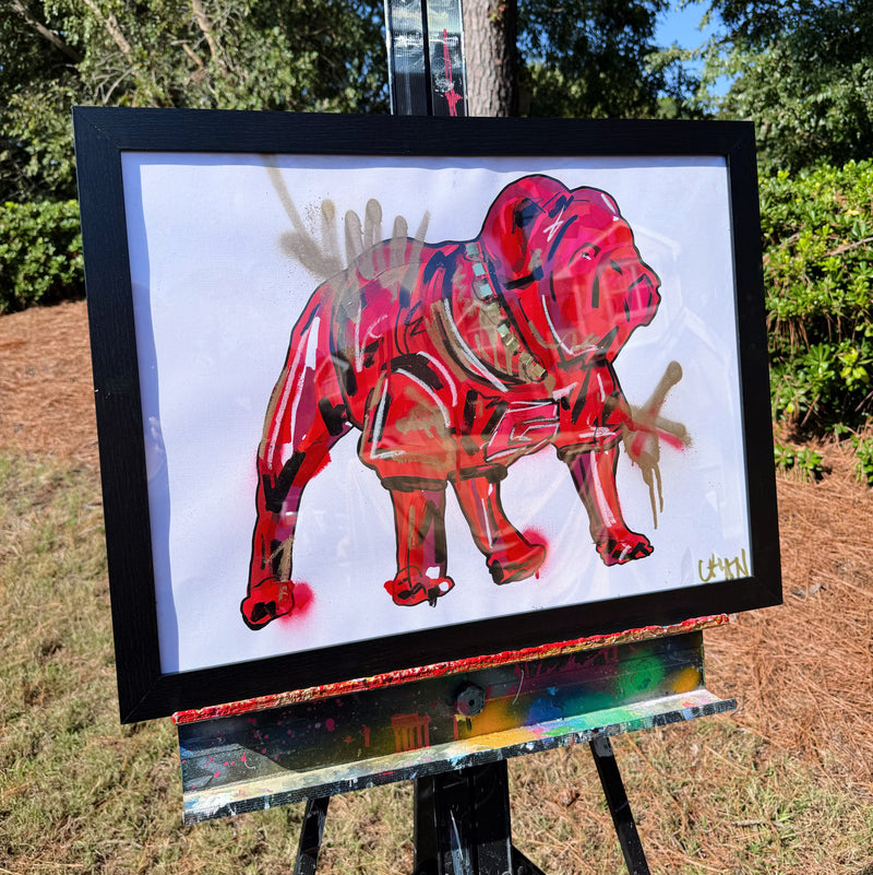 18"x24" Framed Embellished Red Dawg