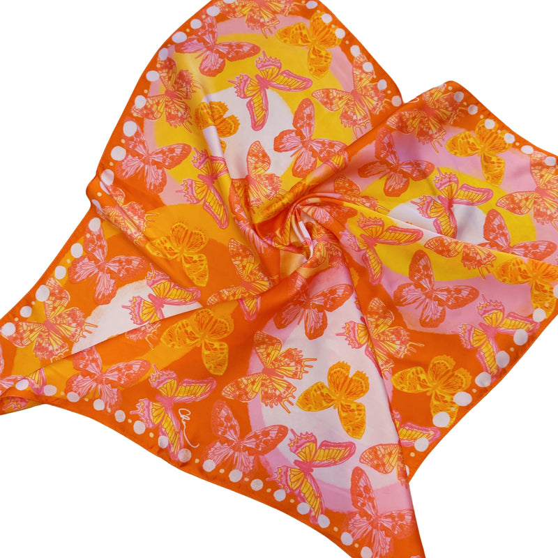 Large Orange Butterfly Dot Silk Chandana