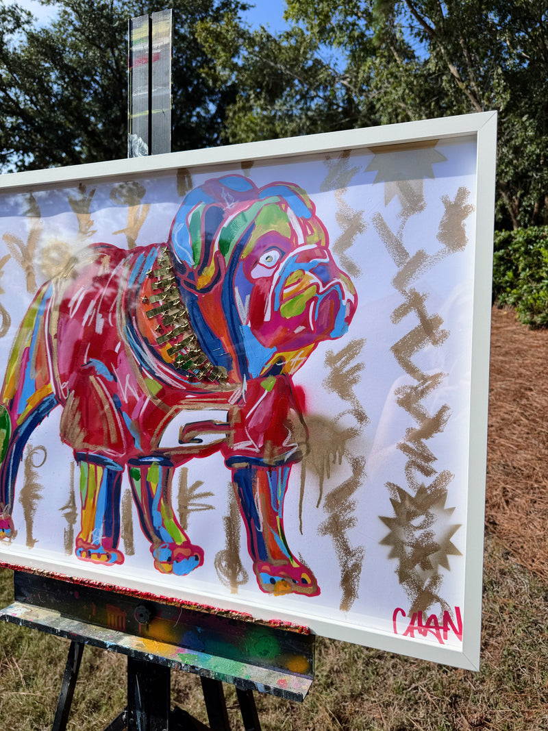 24"x36" Framed Embellished Dawg II