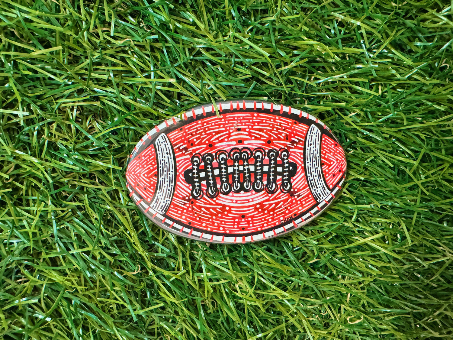 Red and Black Football Button