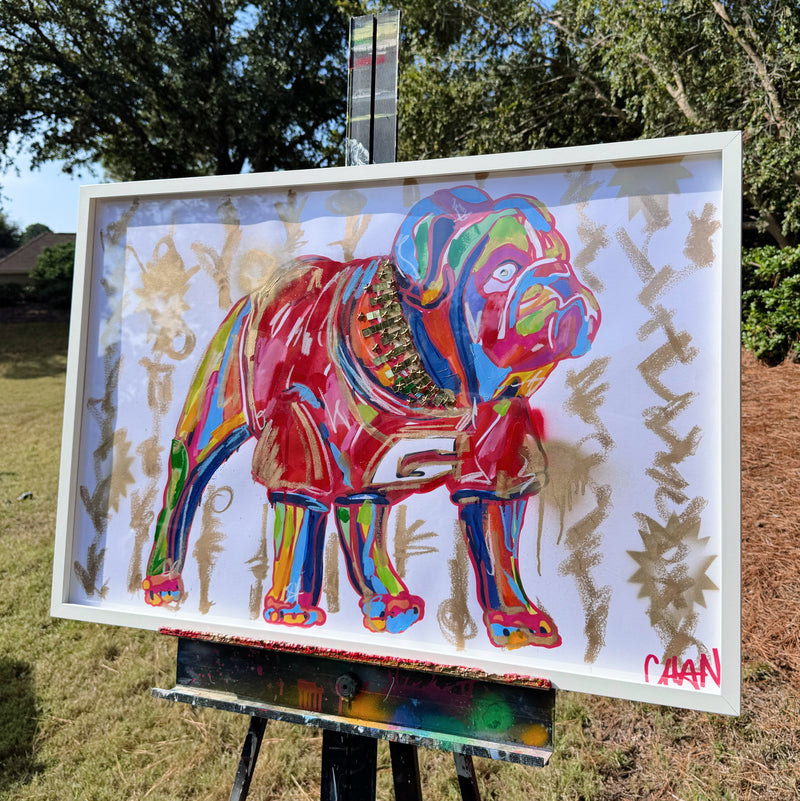 24"x36" Framed Embellished Dawg II