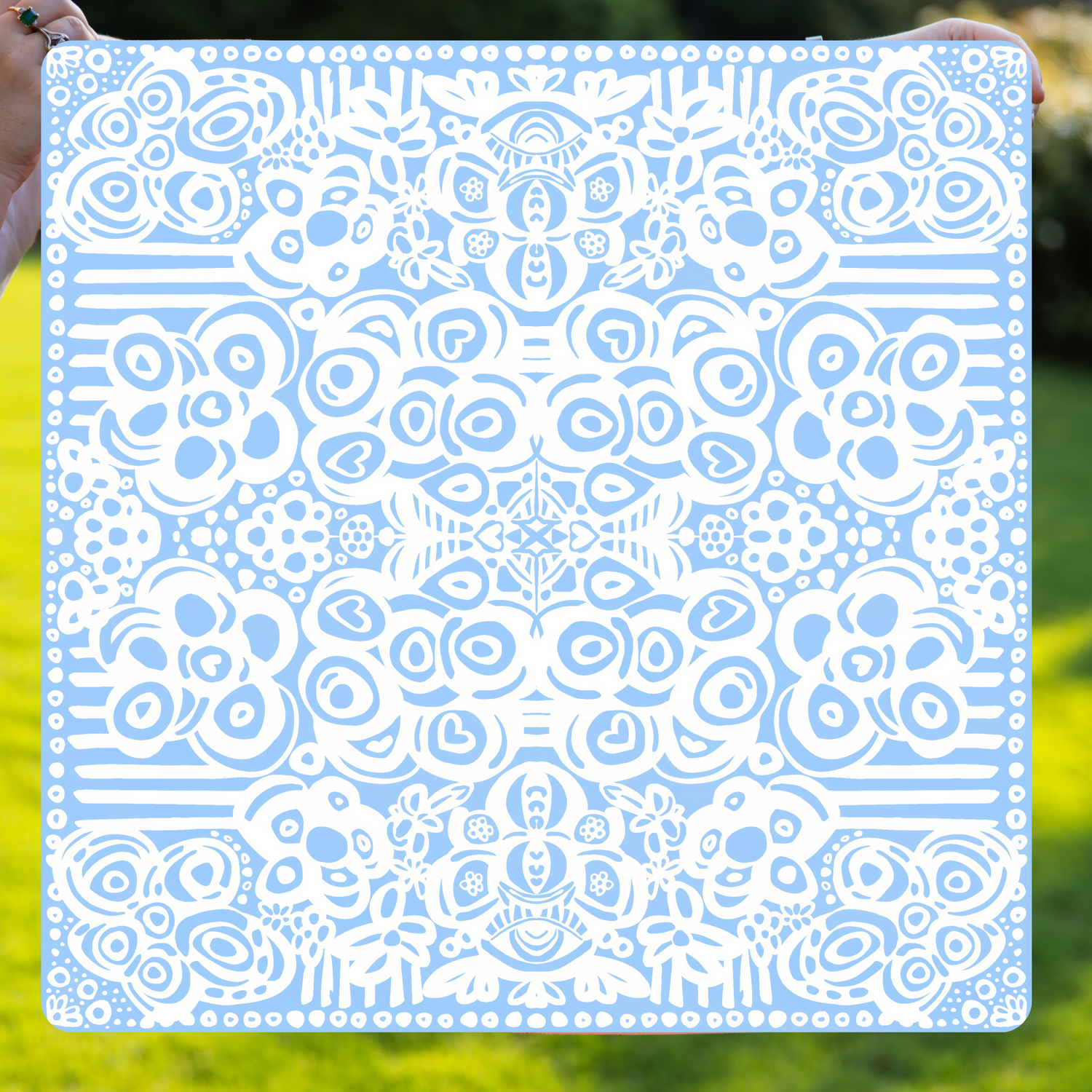 Light Blue Football Floral Chandana